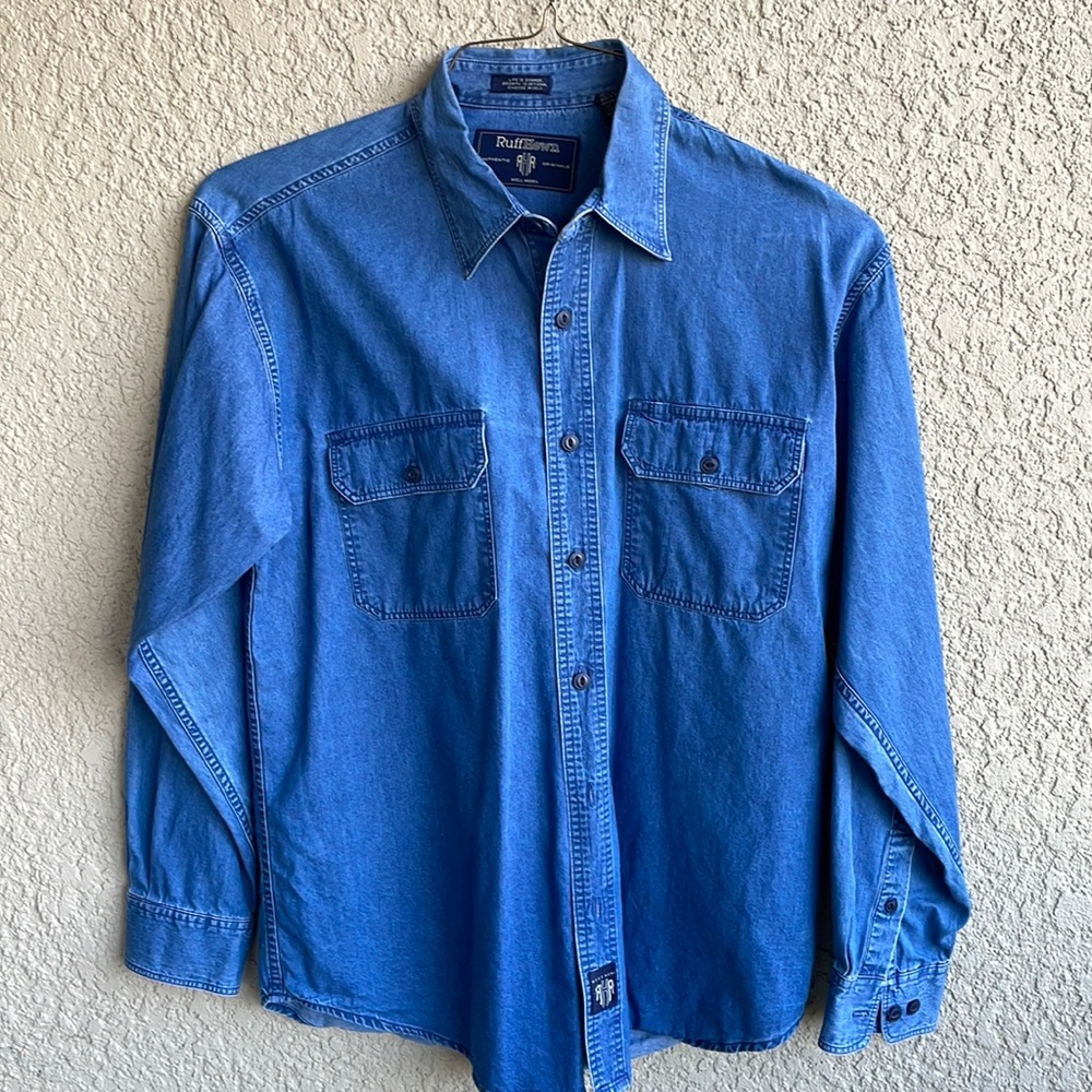 Indigo Chambray Cotton Button Up Medium